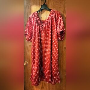 Amoureuse Red Heart Pattern Nightgown 3X